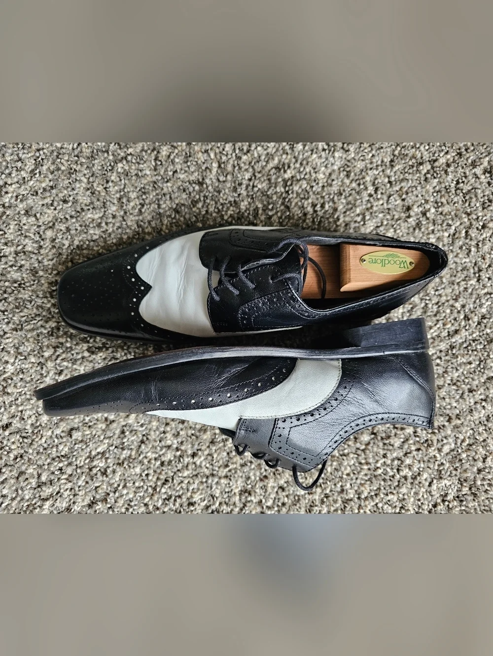 Stacy Adams Men’s Black & White Wingtip Dress Shoes